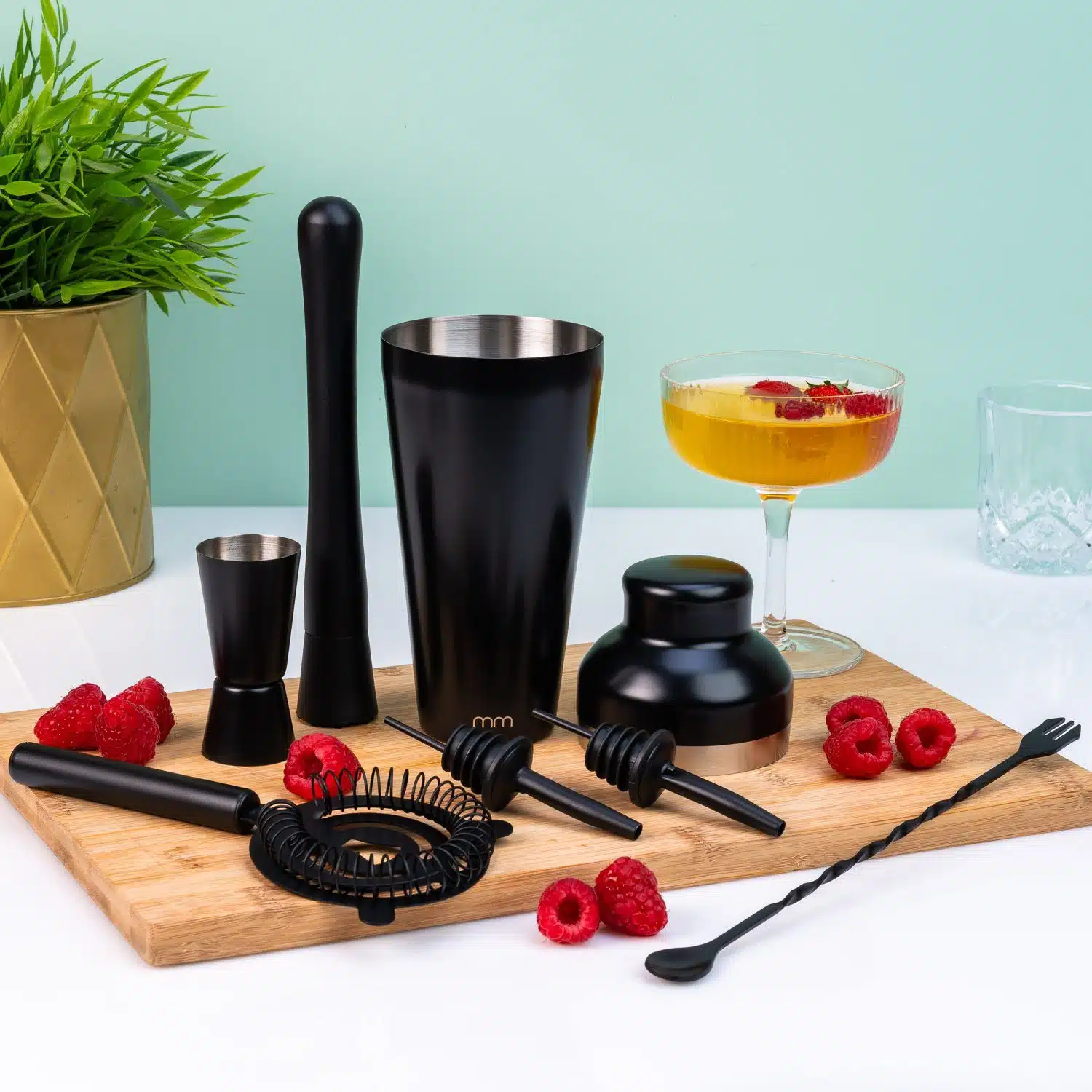 Mattschwarzes Cocktailshaker-Set