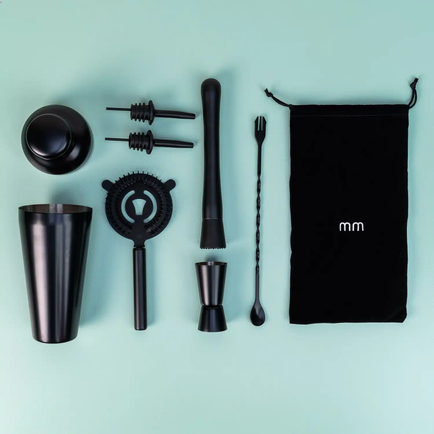 Mattschwarzes Cocktailshaker-Set