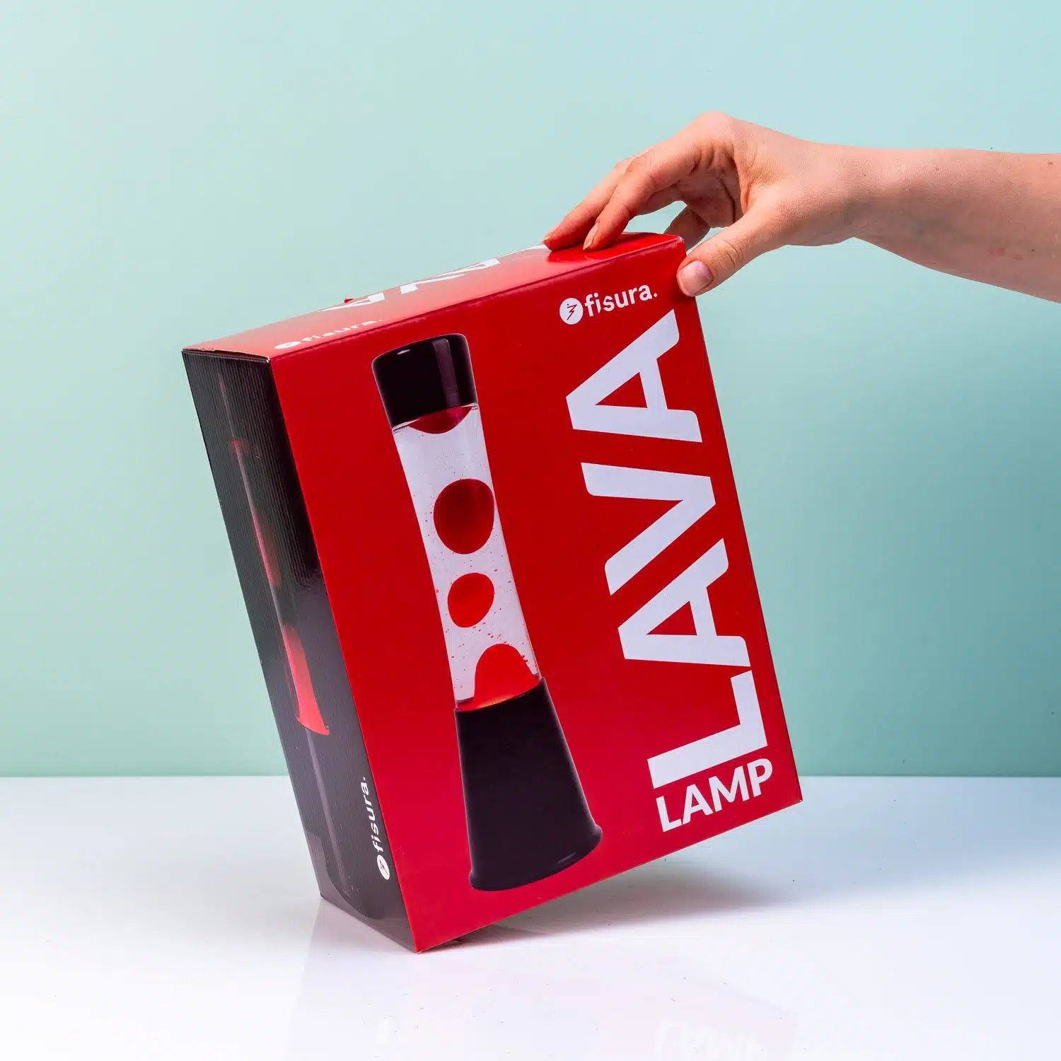 Lavalampe schwarz mit roter Lava