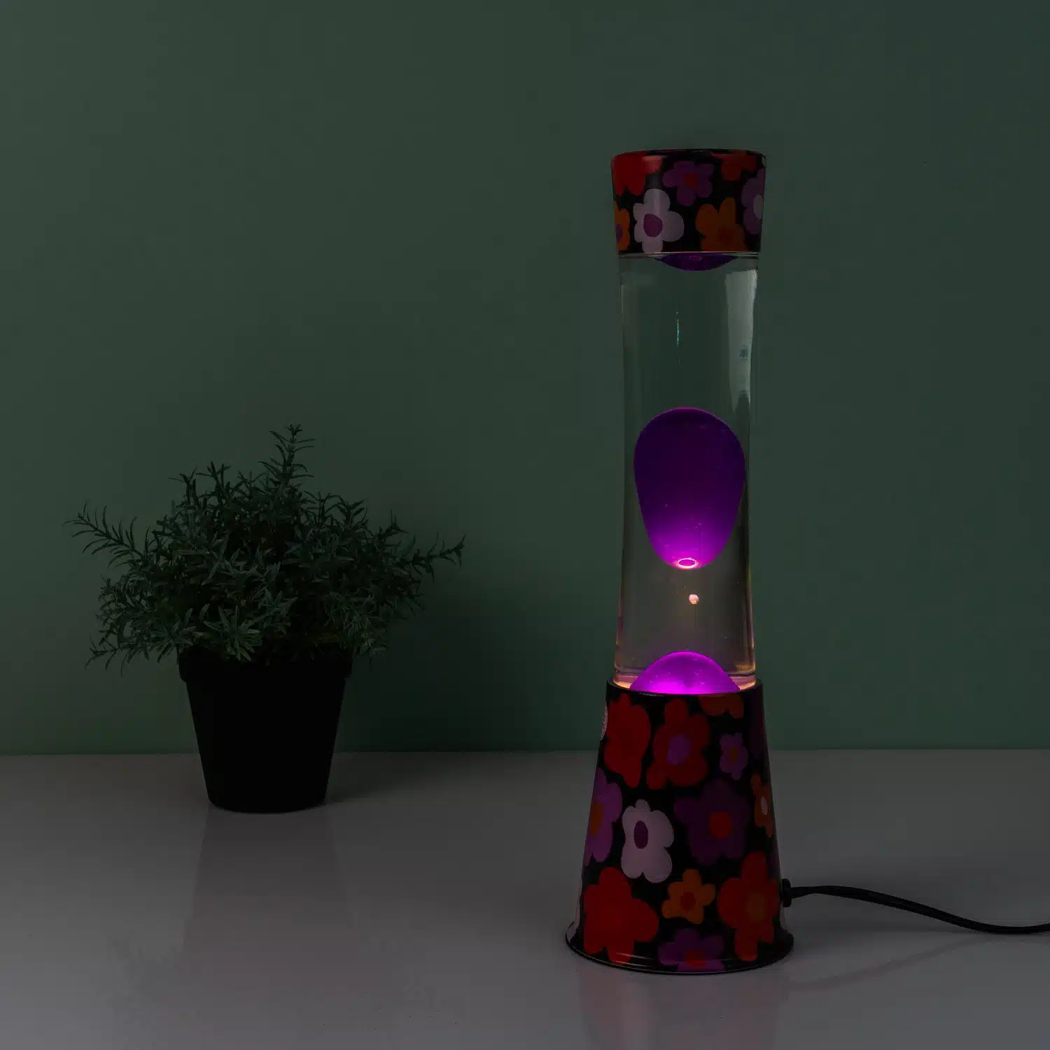 Lavalampe Blumen mit rosa Lava