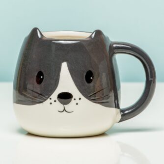 Tierbecher - Katze schwarz/weiß
