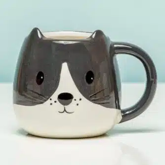Tierbecher - Katze schwarz/weiß
