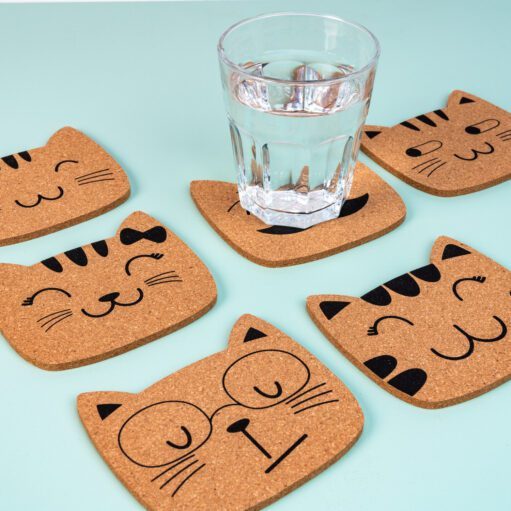 Kattenfamilie Untersetzer (Set von 6)
