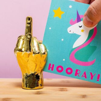 Mittelfinger Fotohalter - Gold