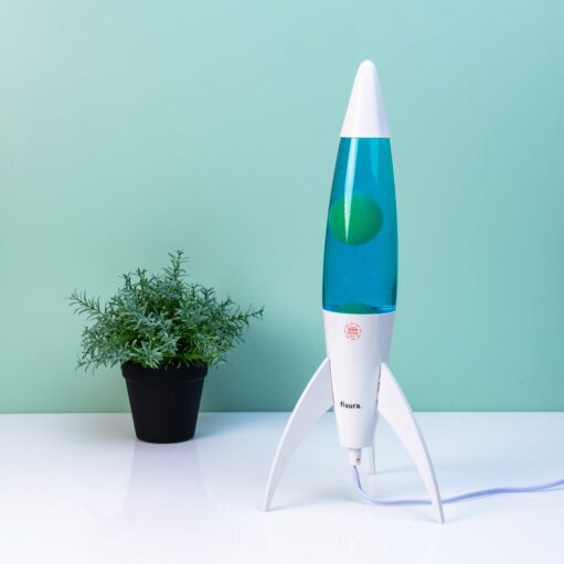 Rocket Lavalampe weiß mit weißer Lava