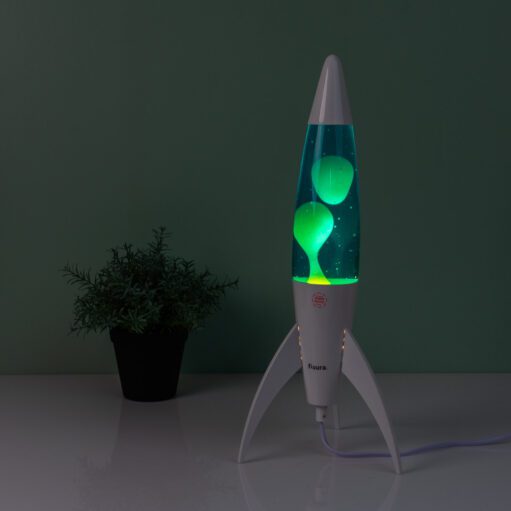 Rocket Lavalampe weiß mit weißer Lava