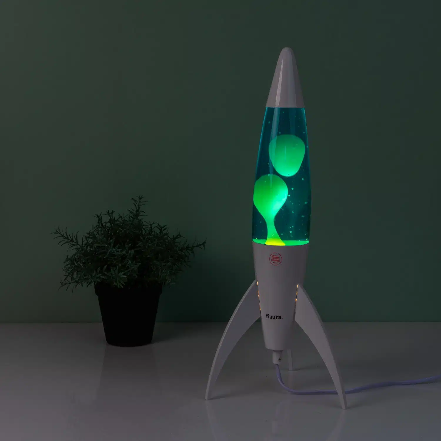 Rocket Lavalampe weiß mit weißer Lava