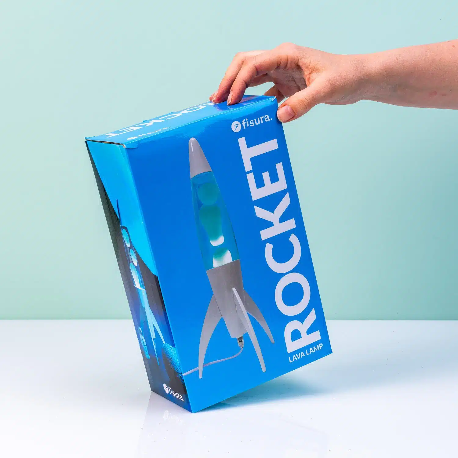 Rocket Lavalampe weiß mit weißer Lava