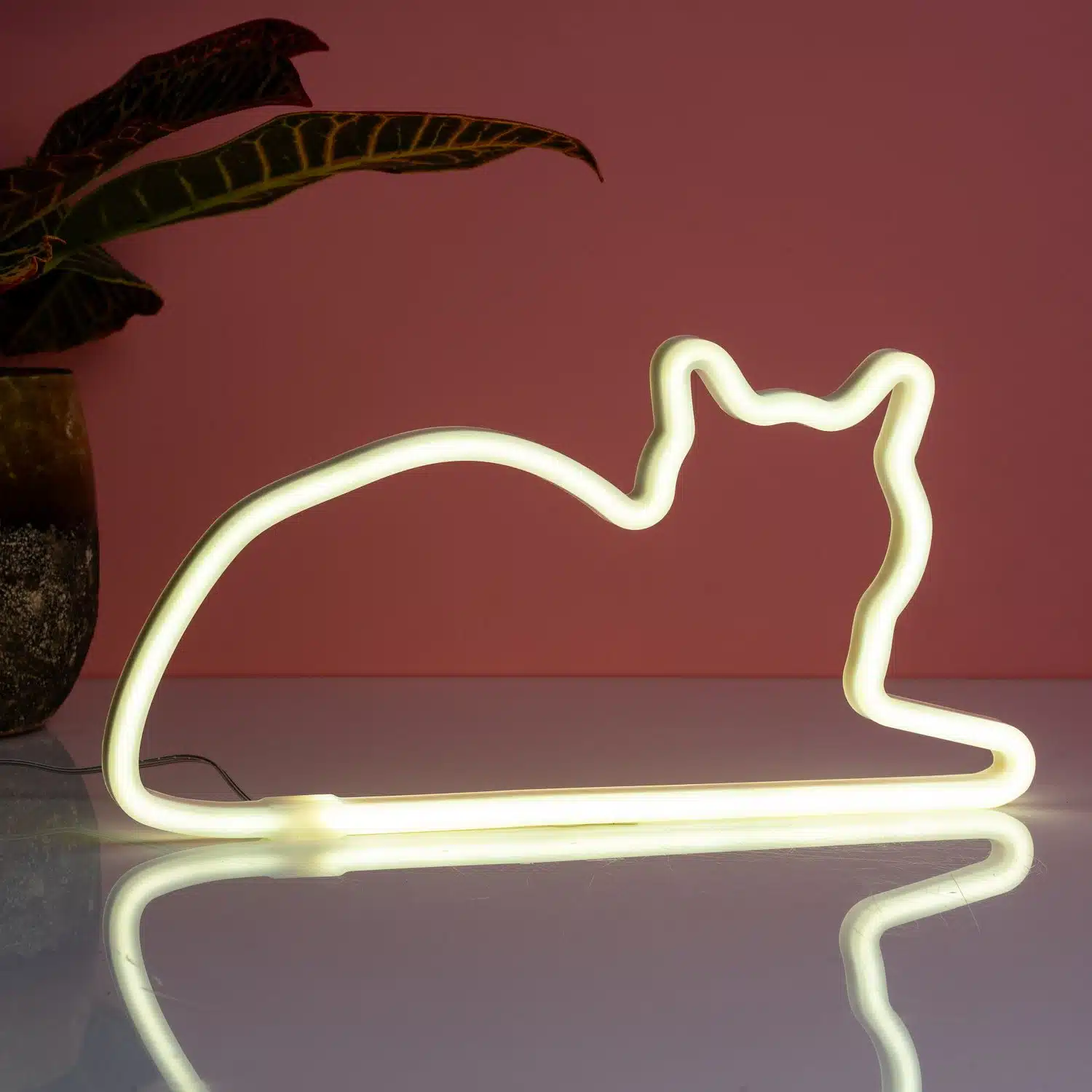 Neon-Katzenlampe