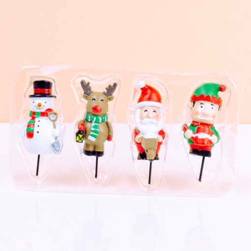 Mini-Weihnachtsfiguren für Blumentopf (Set von 4)
