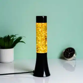 Mini Lavalampe mit Glitzer - Schwarz/Gold