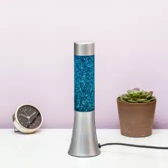 Mini Lavalampe mit Glitzer - Silber/Blau