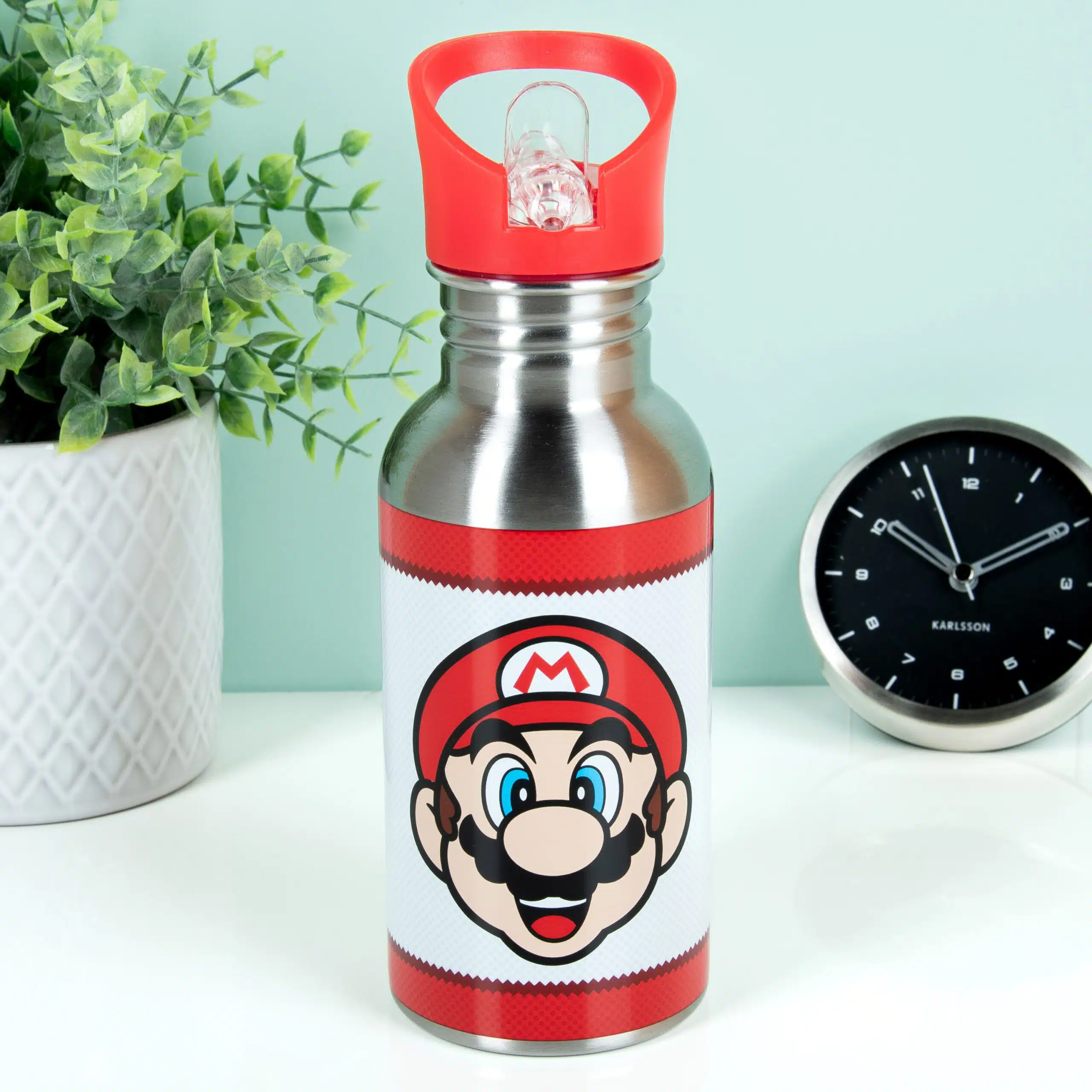 Nintendo Super Mario Trinkflasche mit Strohhalm