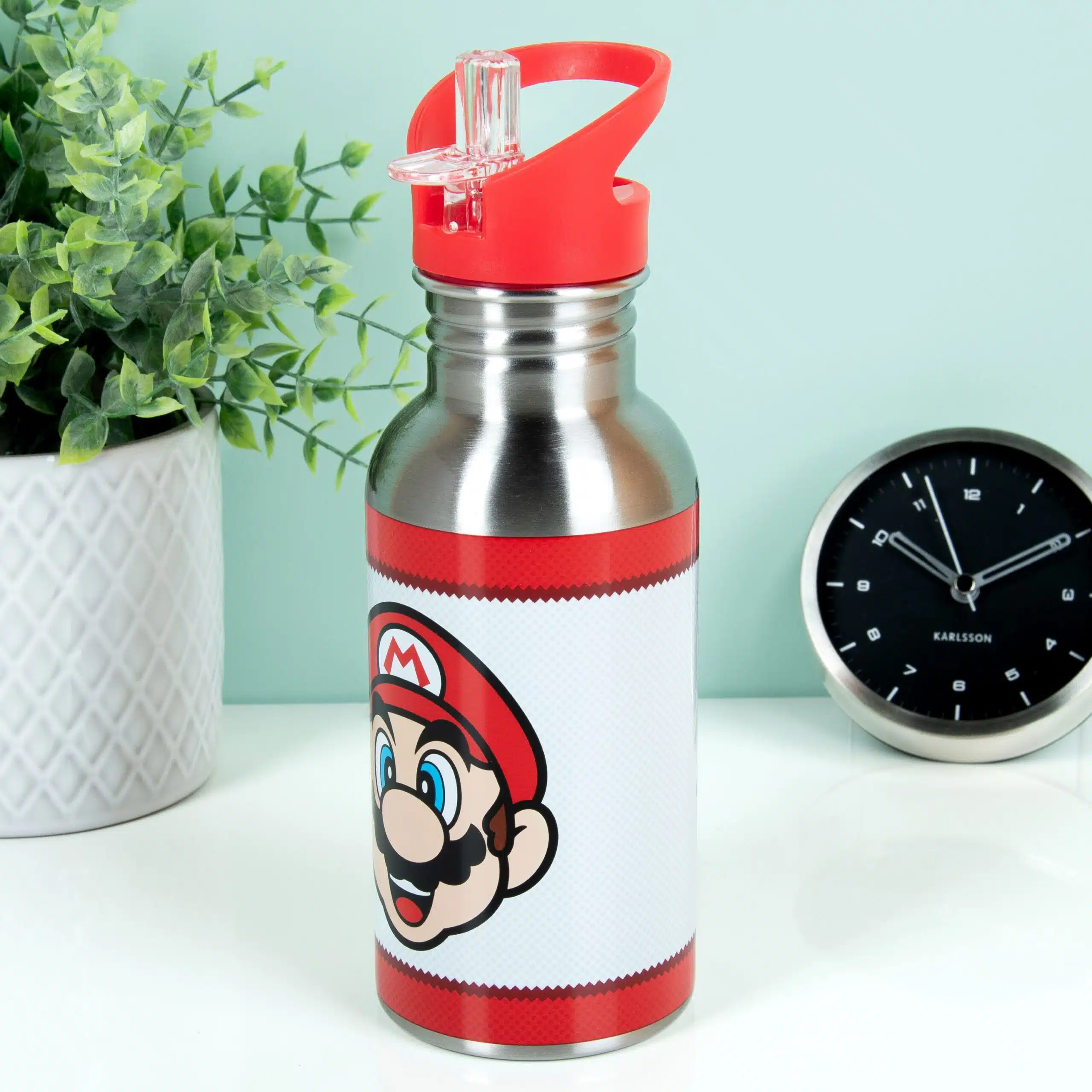 Nintendo Super Mario Trinkflasche mit Strohhalm