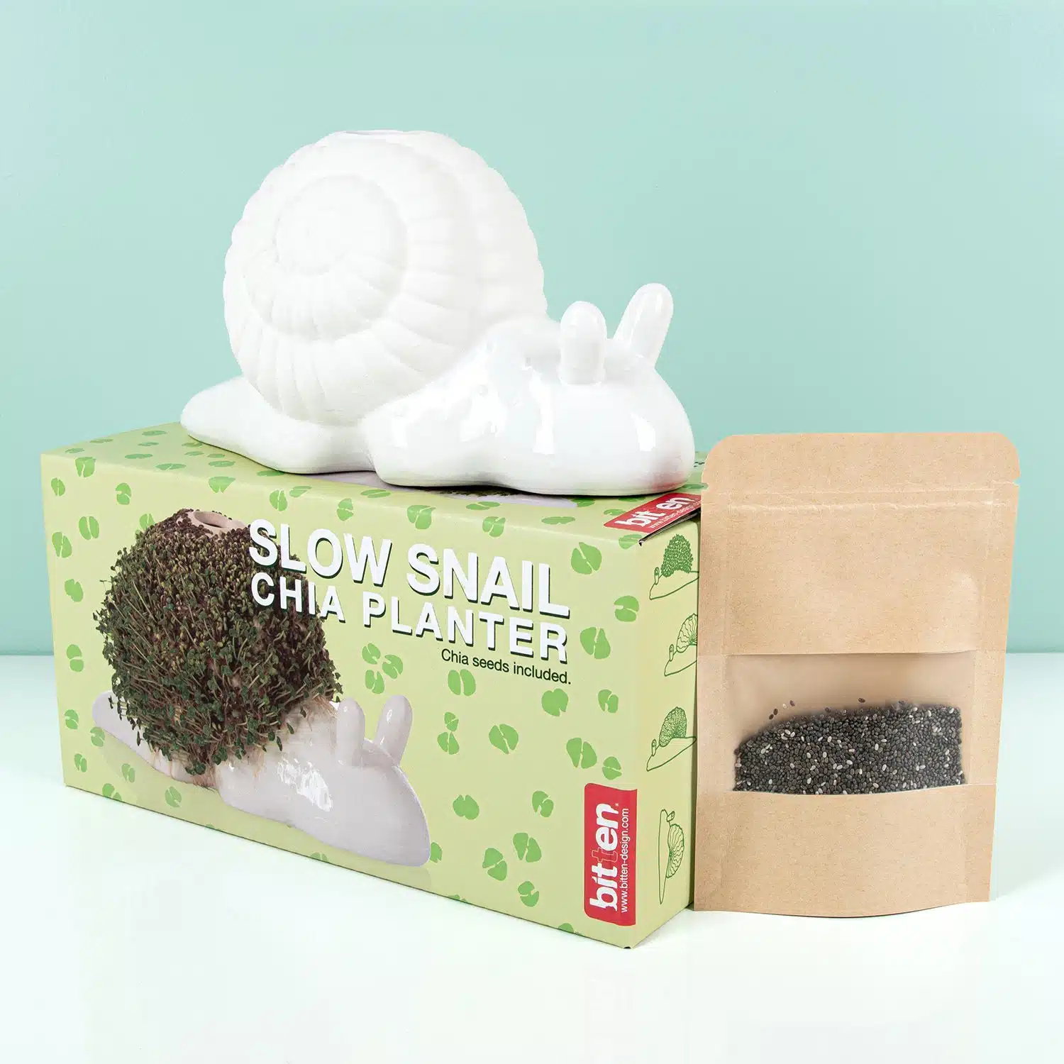 Schnecken-Blumentopf mit Samen