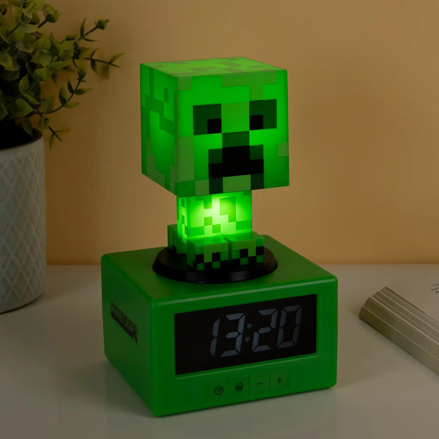 Minecraft Creeper Wecker mit Nachtlicht