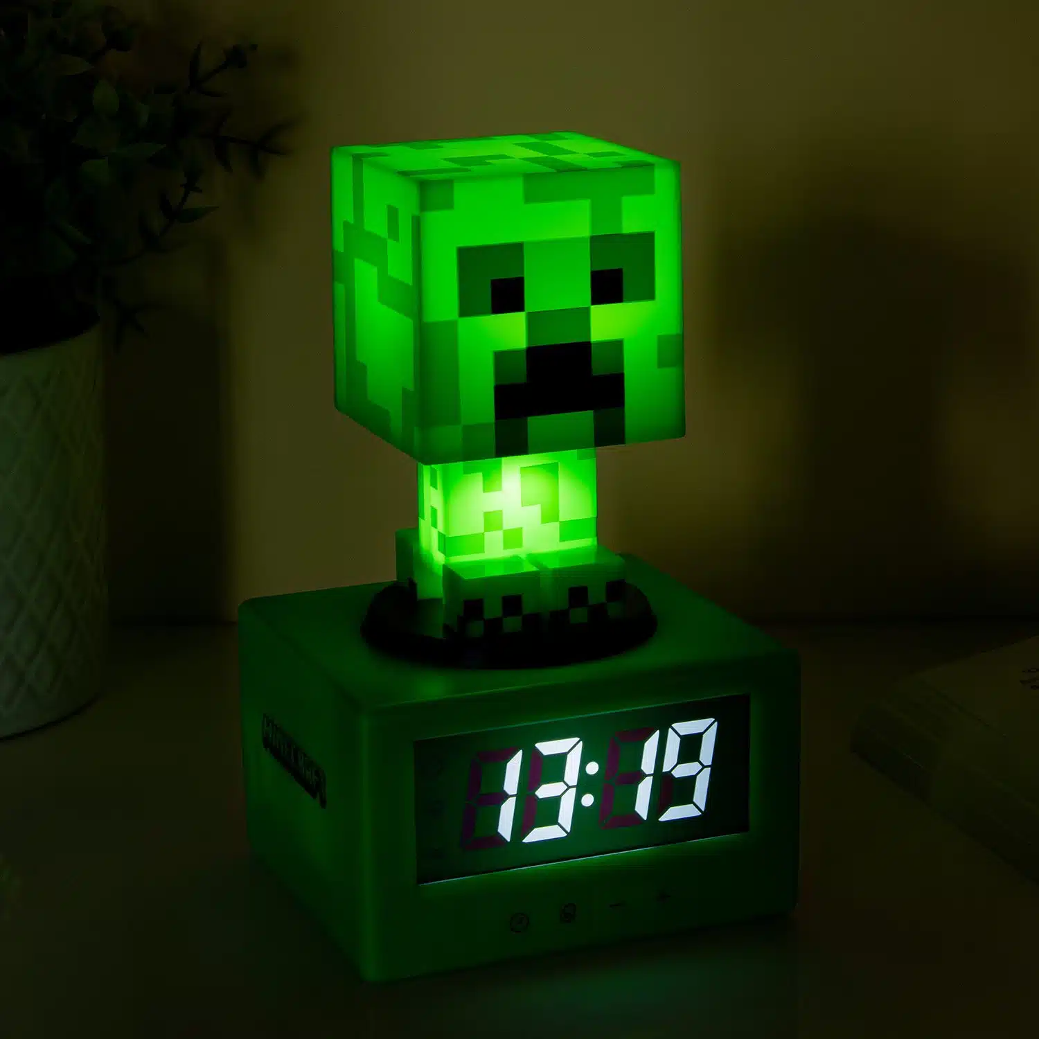 Minecraft Creeper Wecker mit Nachtlicht