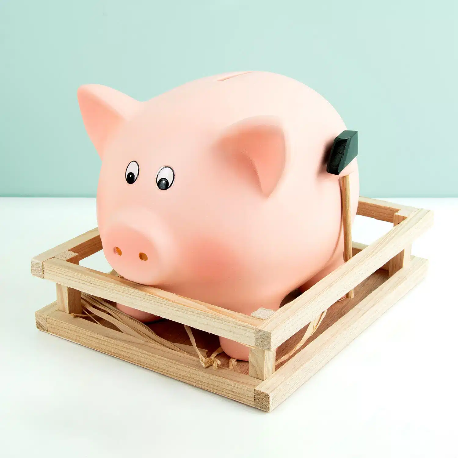 Sparschwein mit Hammer