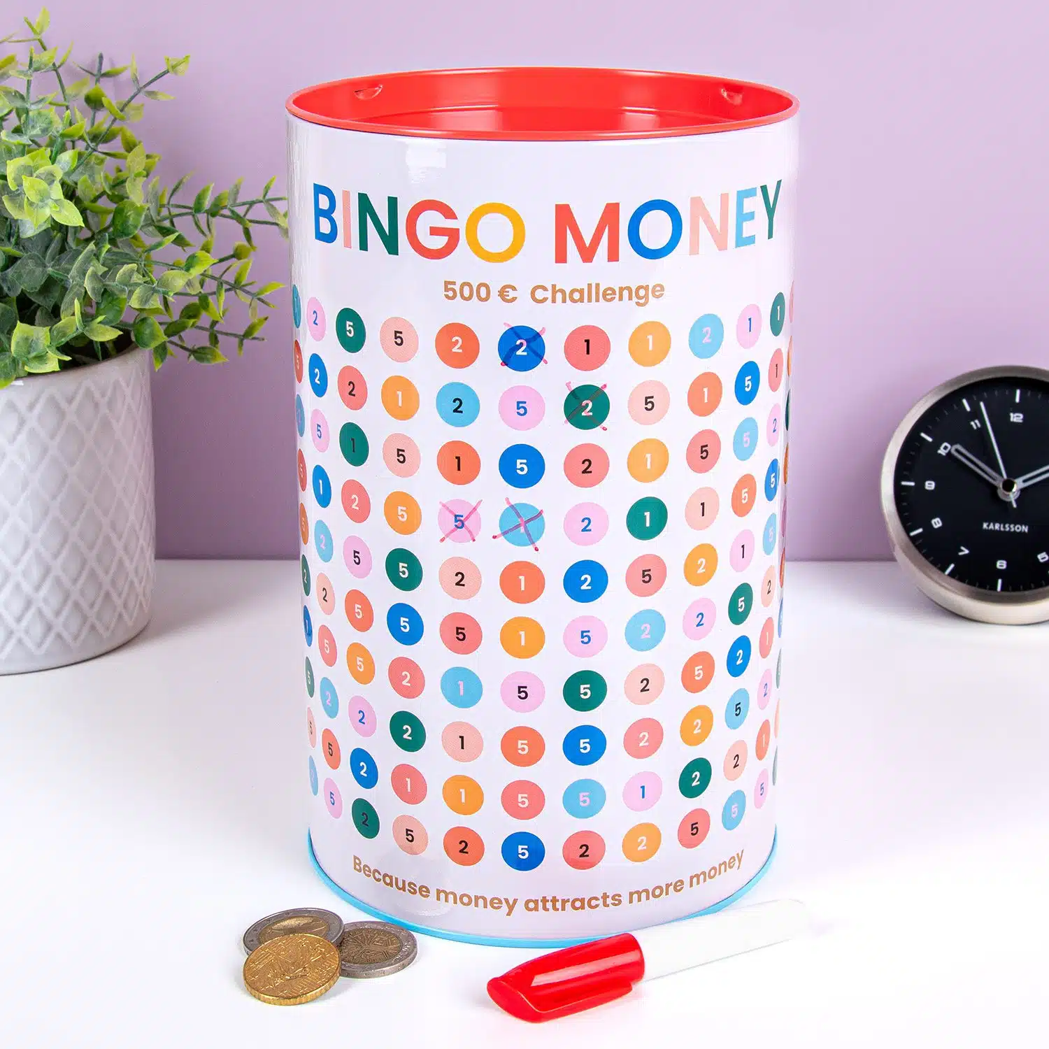 Bingo-Spardose mit Stift