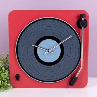 Plattenspieler-Uhr – Rot