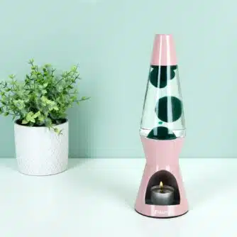 Teelicht Lavalampe - Rosa mit grüner Lava