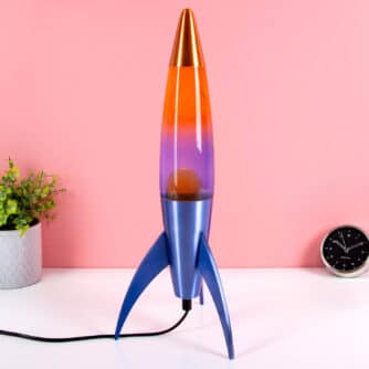 Raketen-Lavalampe mit gelb-blauem Farbverlauf