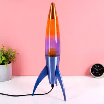 Raketen-Lavalampe mit gelb-blauem Farbverlauf