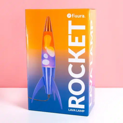 Raketen-Lavalampe mit gelb-blauem Farbverlauf
