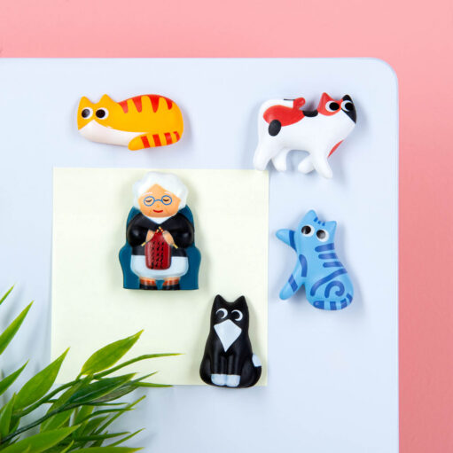 Katzenfrau-Magnete (Set mit 5 Stück)