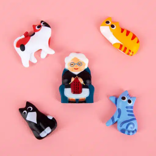 Katzenfrau-Magnete (Set mit 5 Stück)