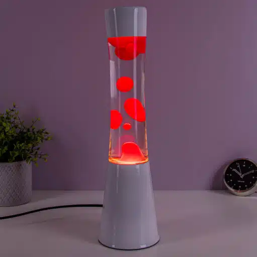 Lavalampe Weiß mit roter Lava