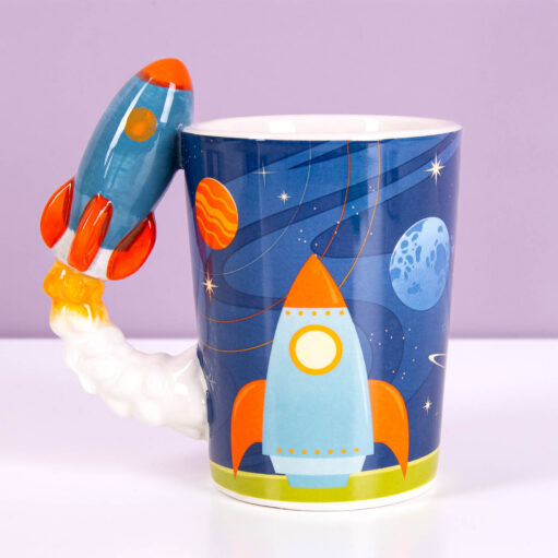Weltraum Tasse mit Raketenhenkel
