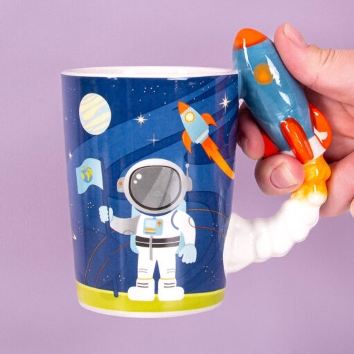 Weltraum Tasse mit Raketenhenkel