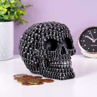 Totenkopf-Spardose mit Schloss