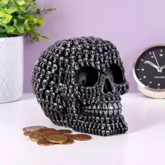 Totenkopf-Spardose mit Schloss