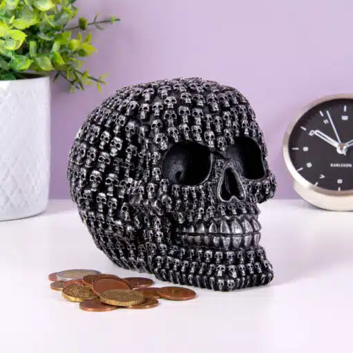 Totenkopf-Spardose mit Schloss