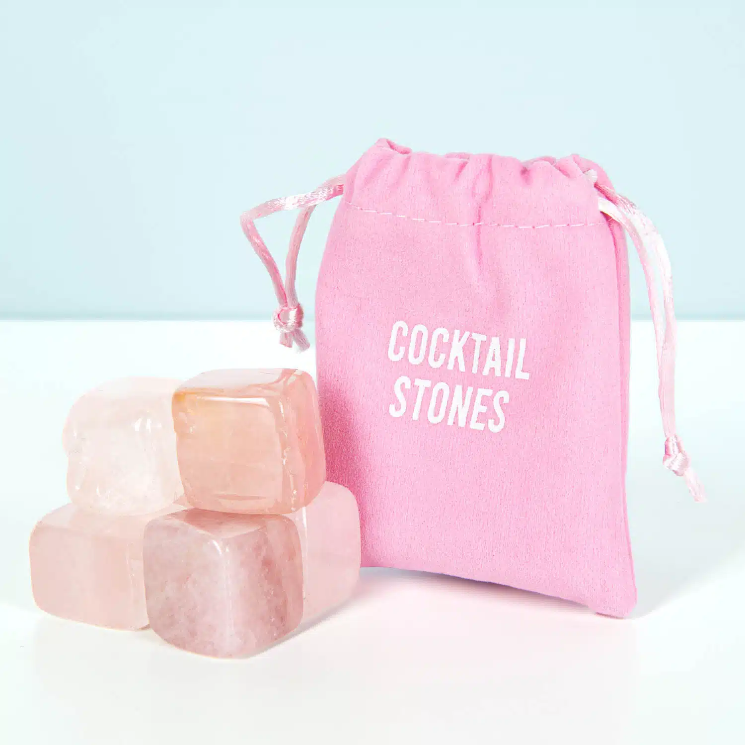 Cocktail-Kühlsteine aus Rosenquarz (6er-Set)
