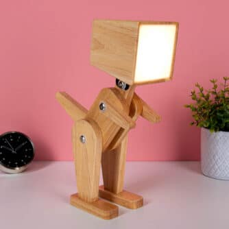 Holz-Dino-Tischlampe