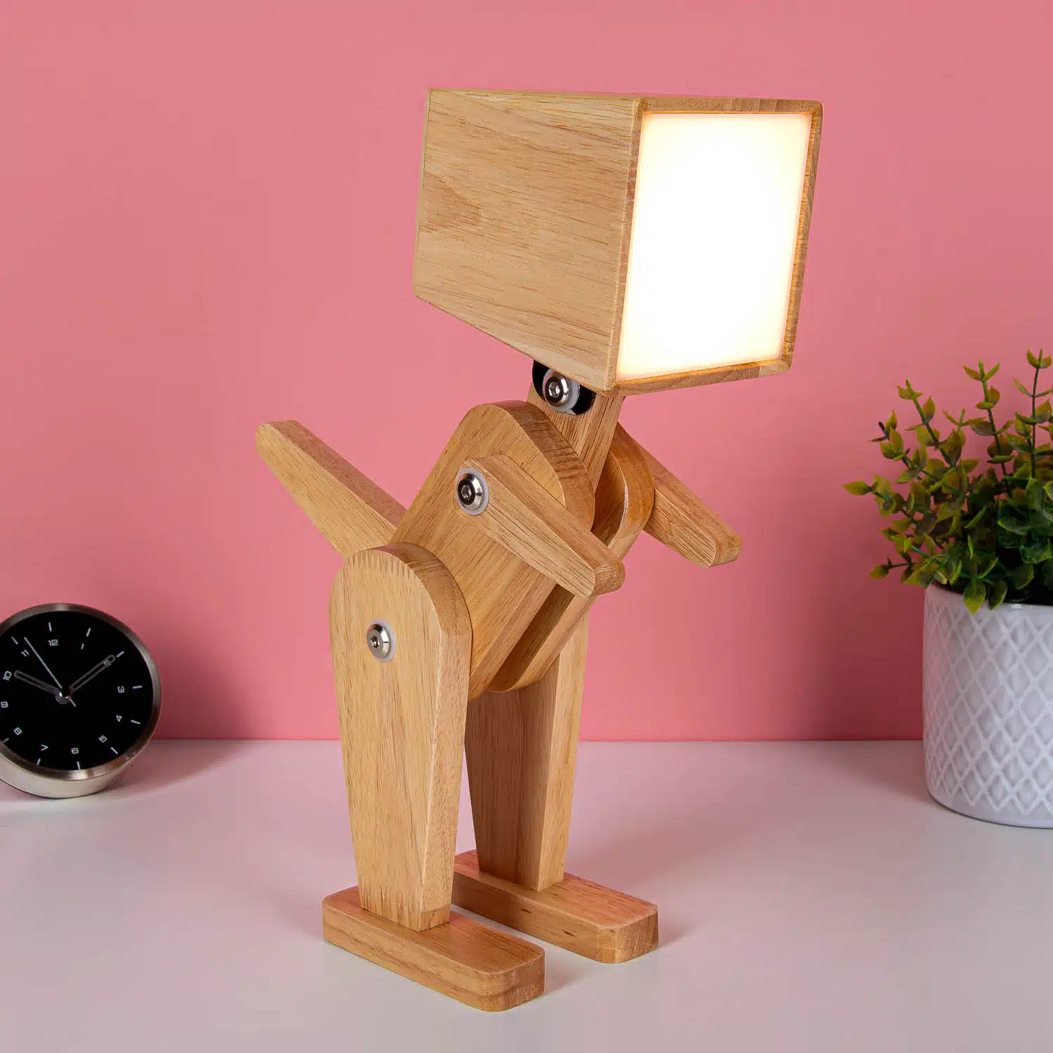 Holz-Dino-Tischlampe