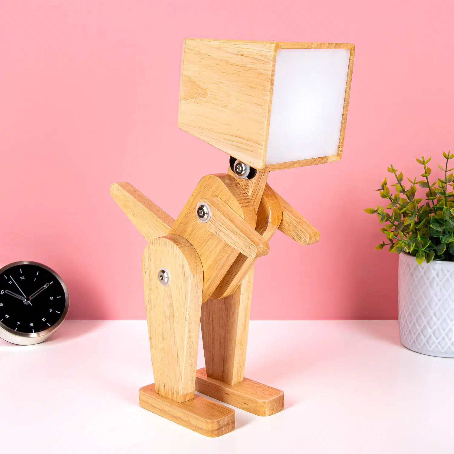 Holz-Dino-Tischlampe