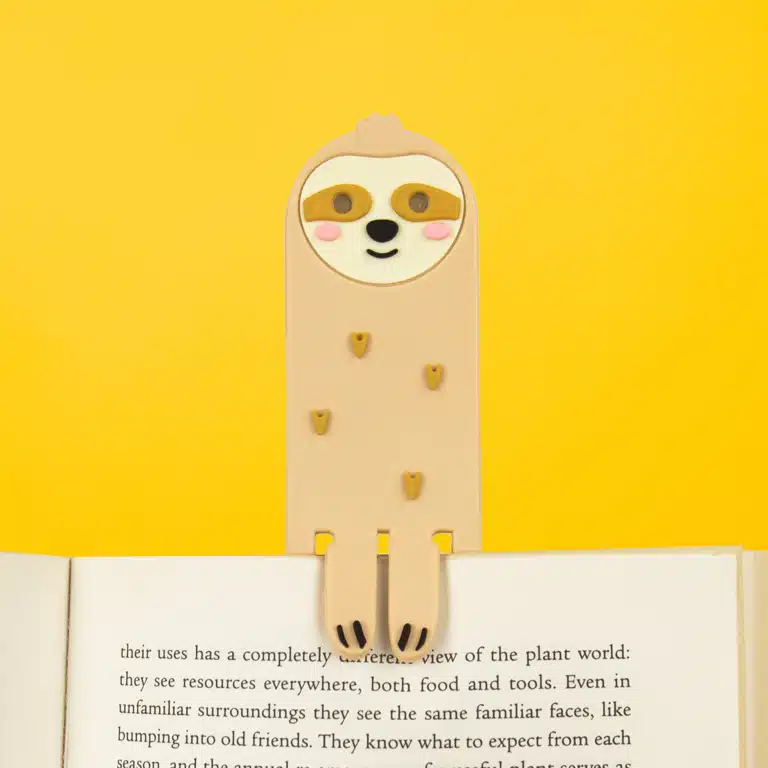 Faultier-Buchlampe und Lesezeichen