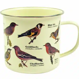 Emaille-Tasse mit Vögeln