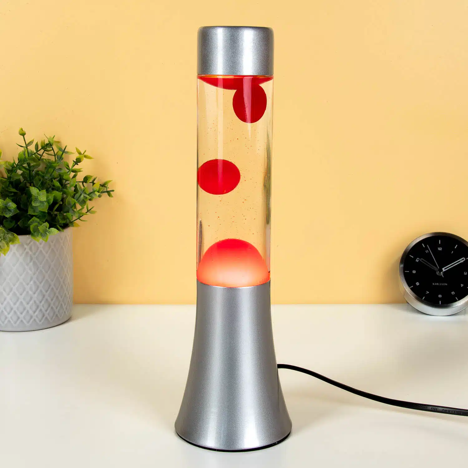 Mini Lavalampe transparent und rot