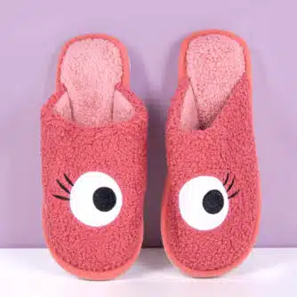 Rosa Hausschuhe mit Augen