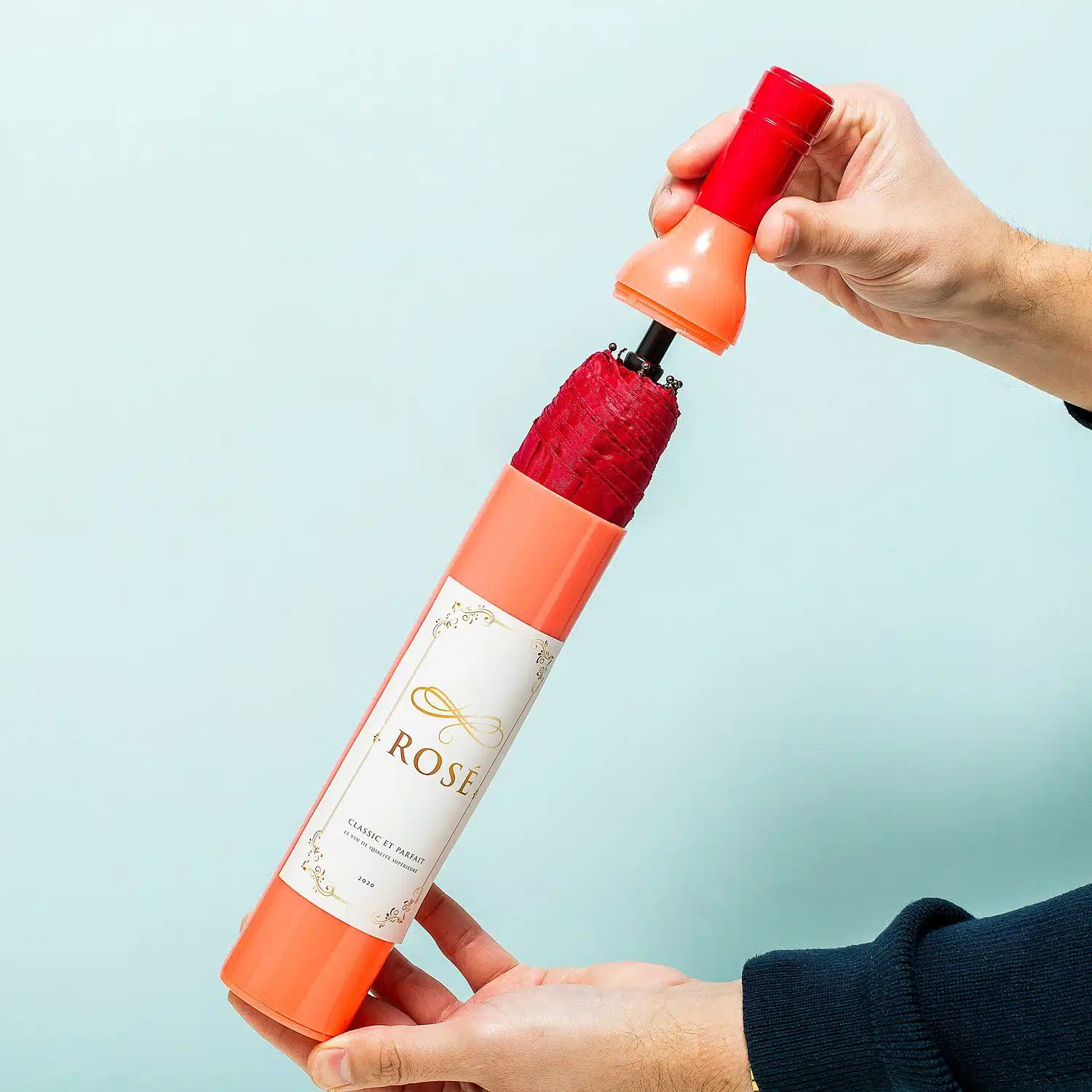 Weinflasche Regenschirm - Rose