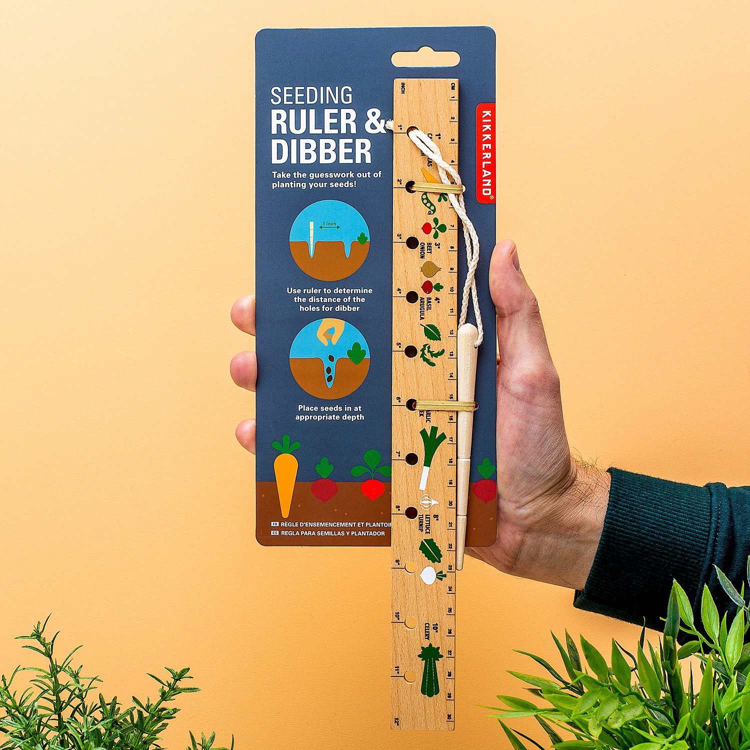 Aussaatlineal und Lochstecher