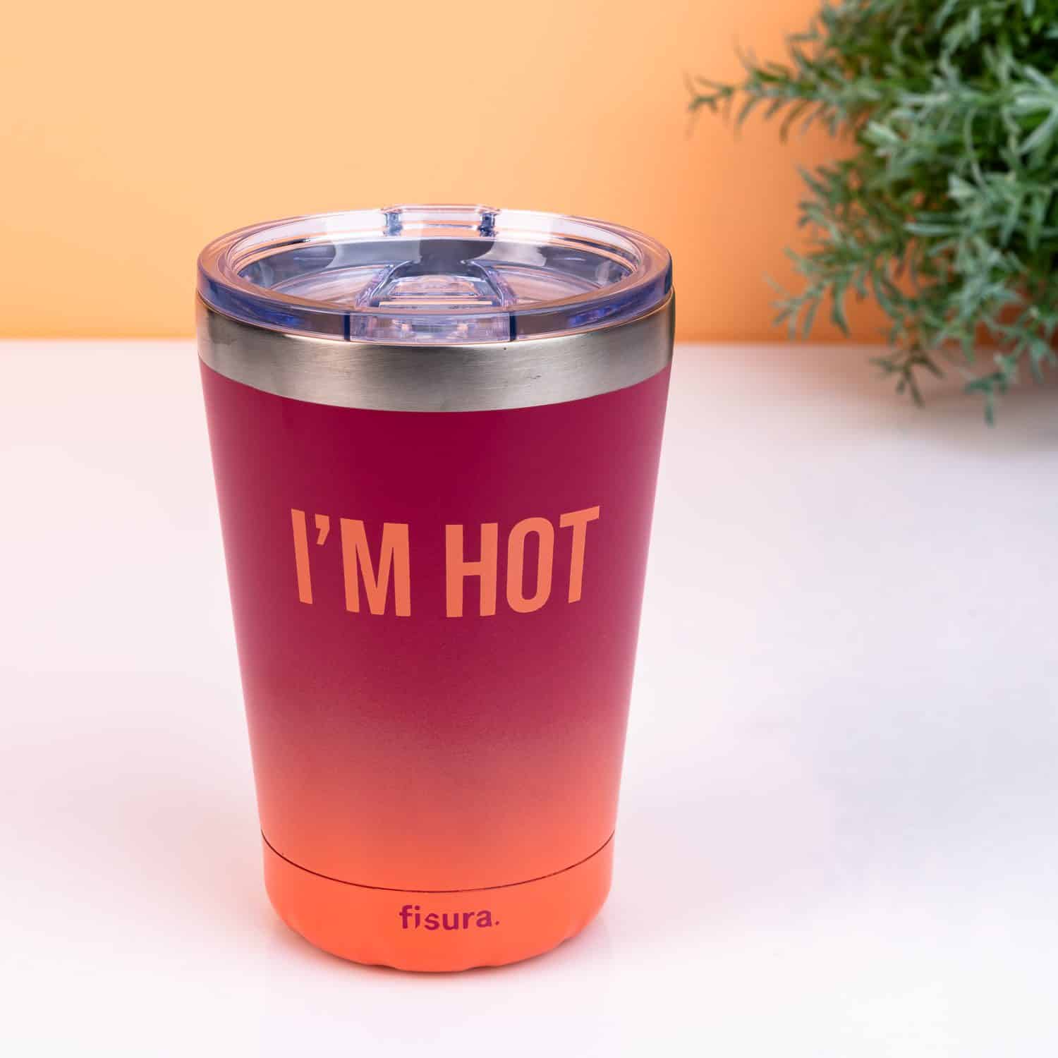 Kaffeebecher Thermosbecher - I'm Hot/ rot orange