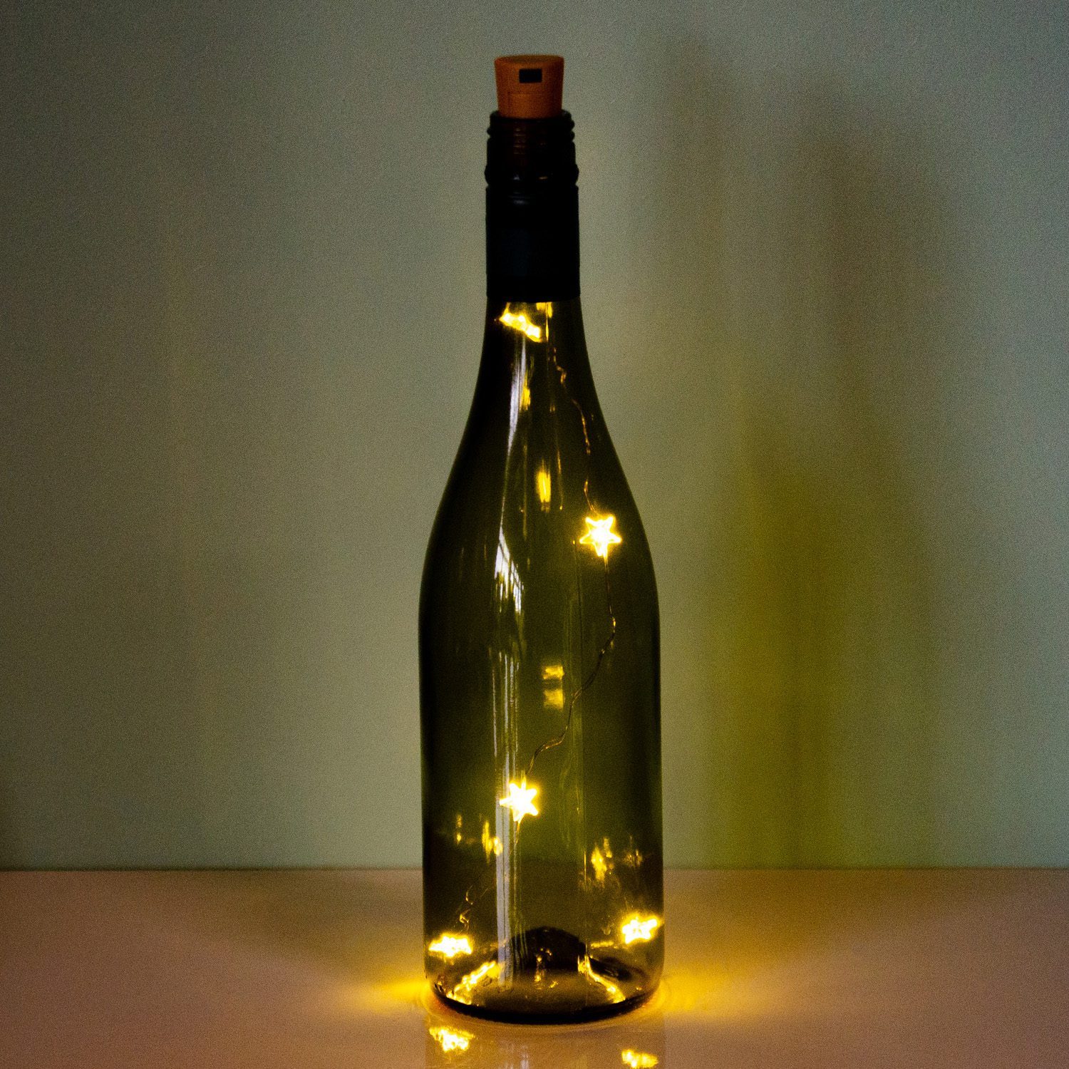 Weinflaschen-Lämpchen - Weiße Sterne