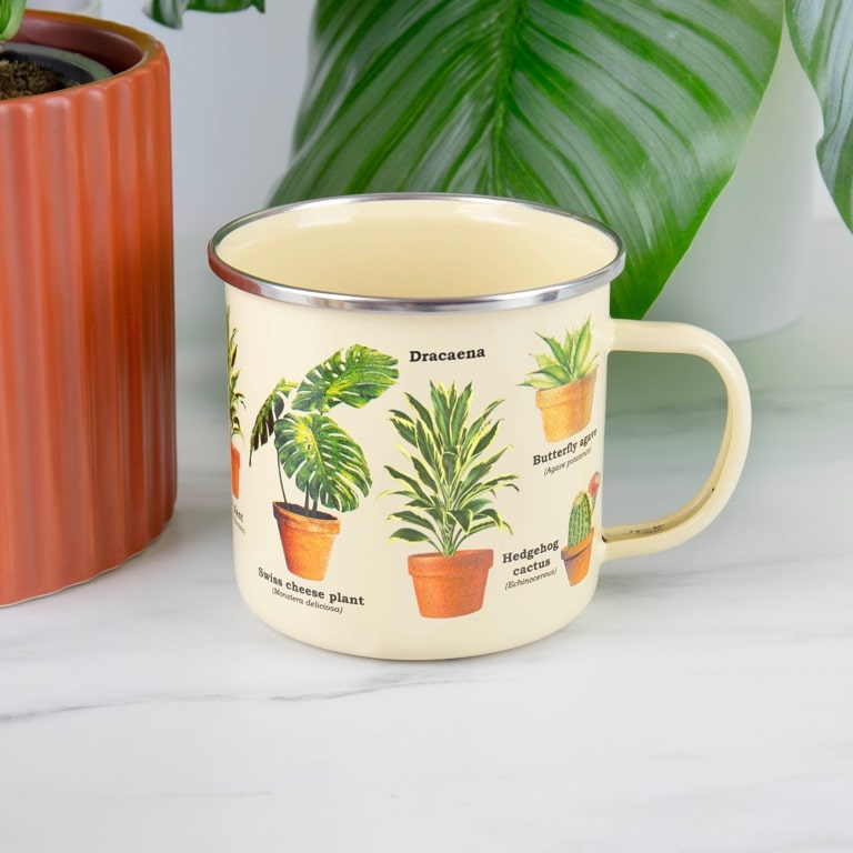 Gift Republic Emaille-Tasse mit Pflanzen