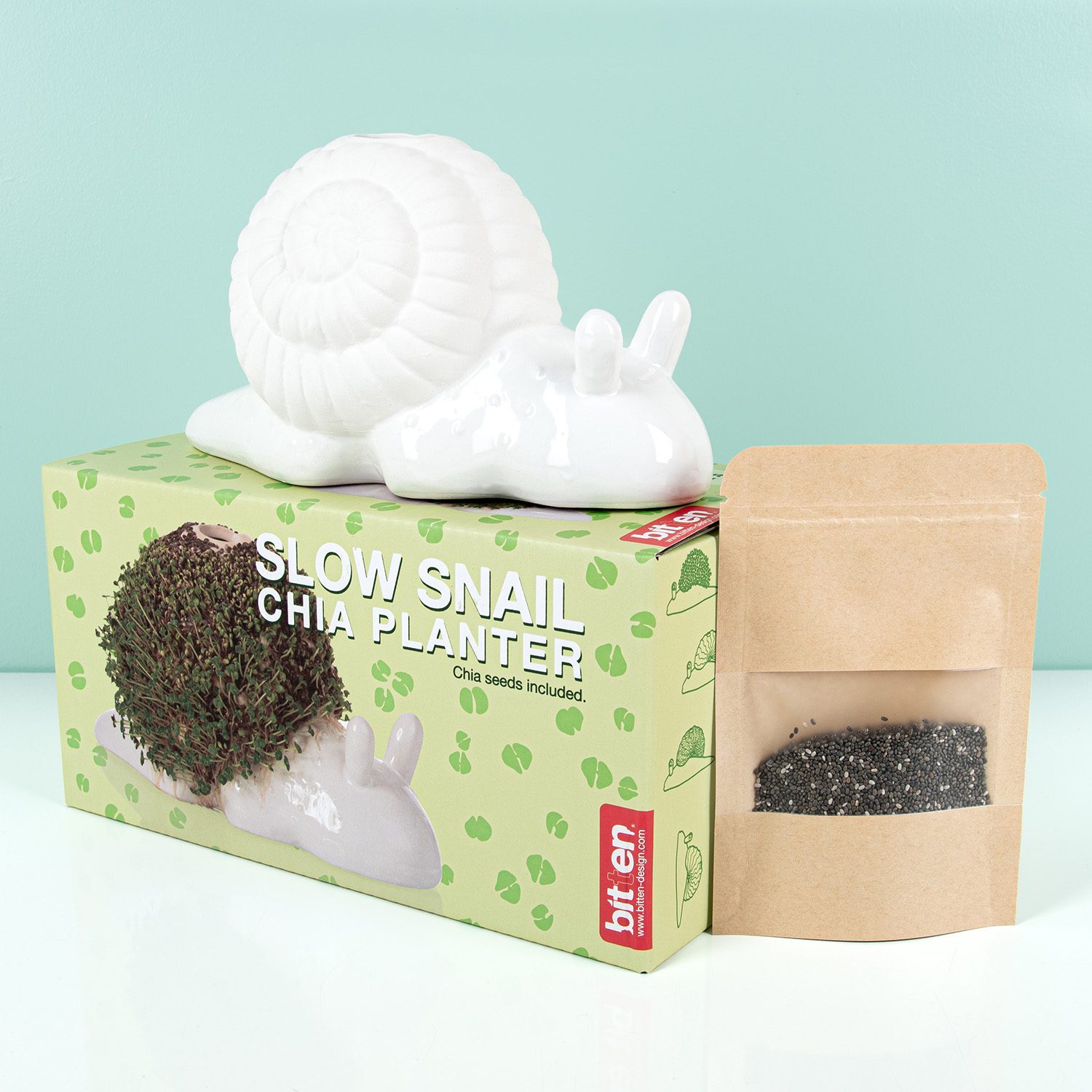 Schnecken-Blumentopf mit Samen